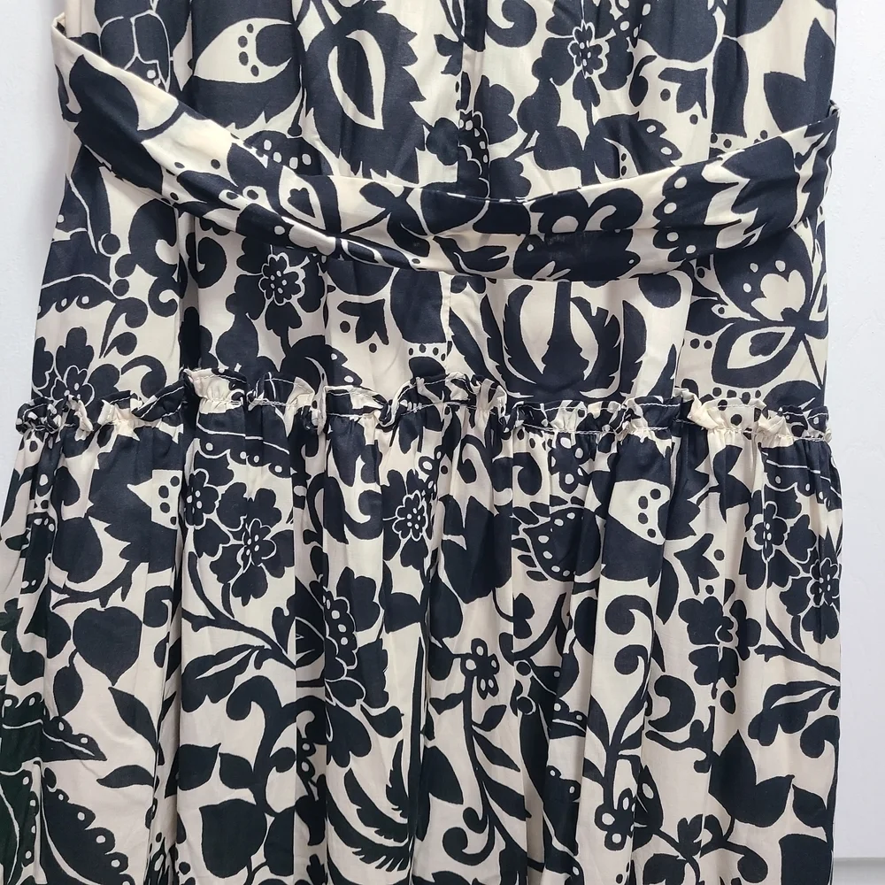 Ann Taylor Monochrome Floral‎ Sleeveless Midi Dress 8P